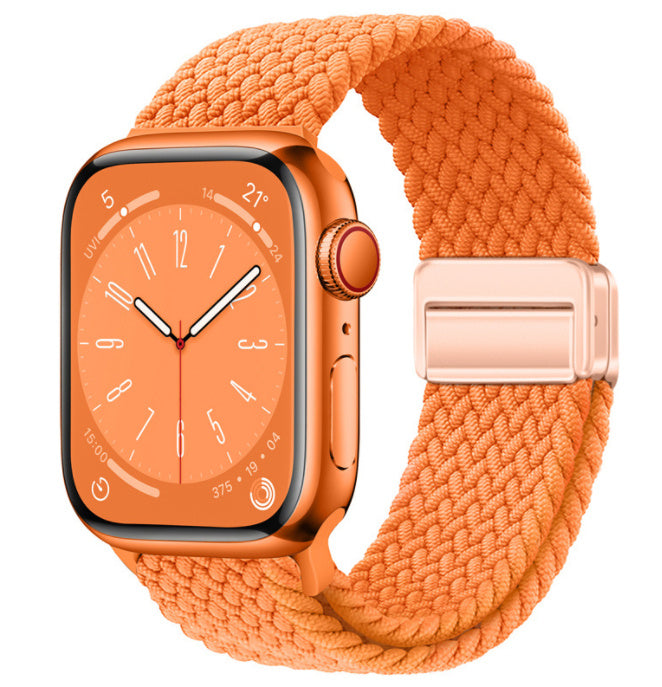 Unisex love horse orange rose buckl woven loop watch band