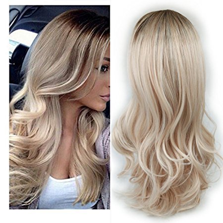 Women's long curly wig with bangs