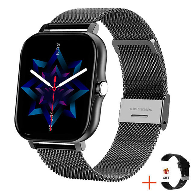 Women's black mesh plus silicone smart watch