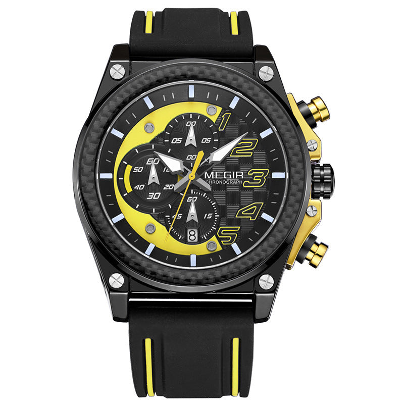 Unisex yellow multifunction watch