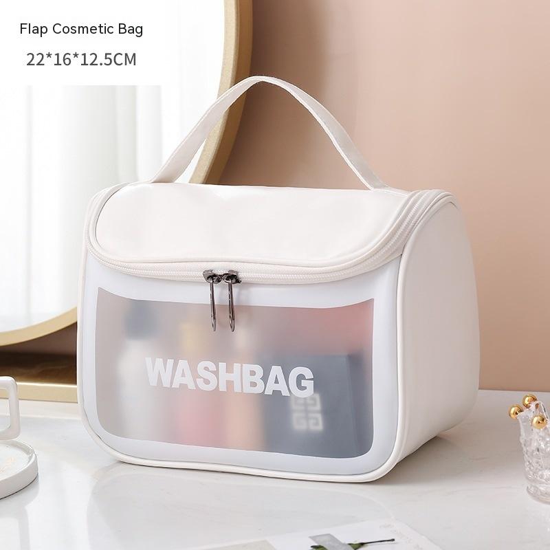 Unisex white portable wash bag