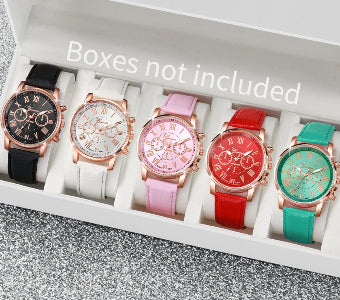Retro colorful faux leather strap watch - view 15