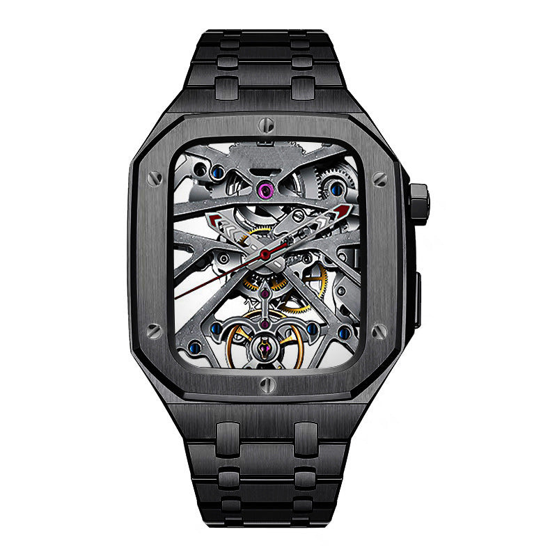 Unisex black armor watch case & strap
