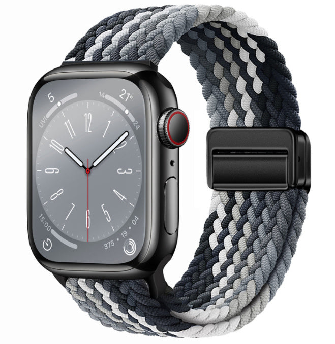 Unisex black clever color black butt woven loop watch band