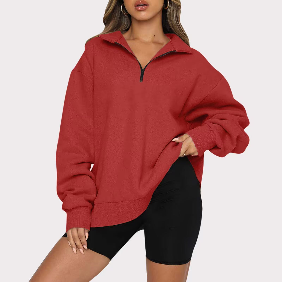 Women's red zip sweatshirt