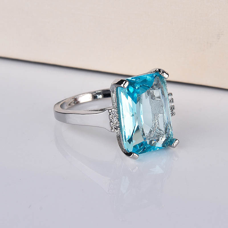 Women's light blue paraiba gemstone ring