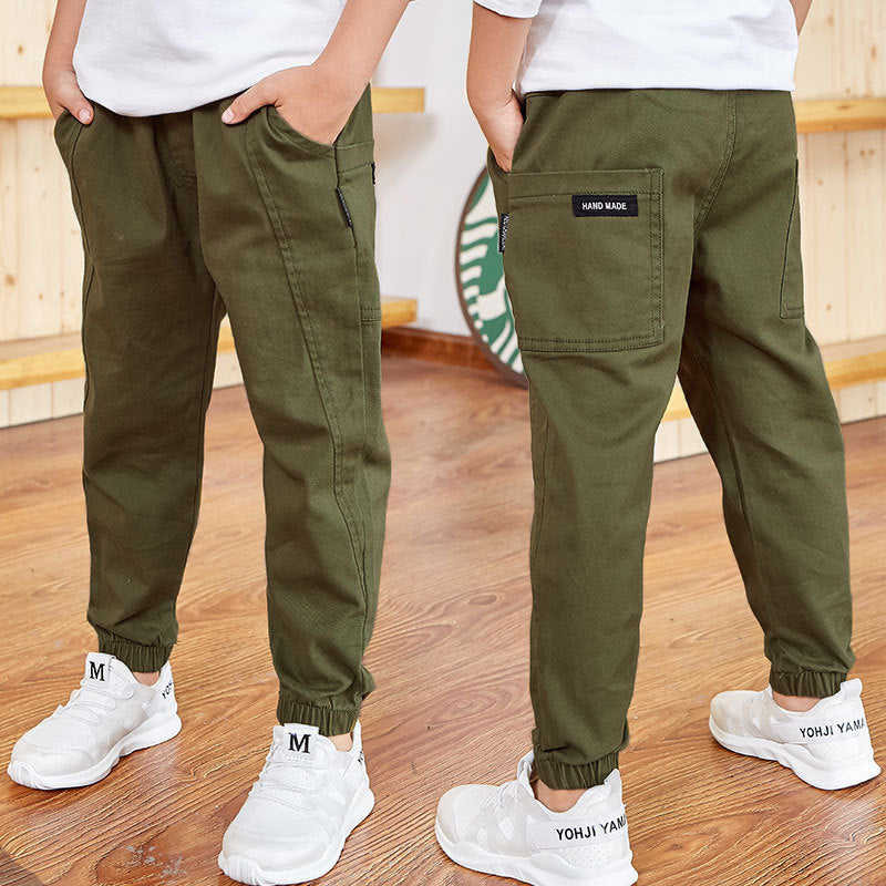 Boys army green thin summer trousers