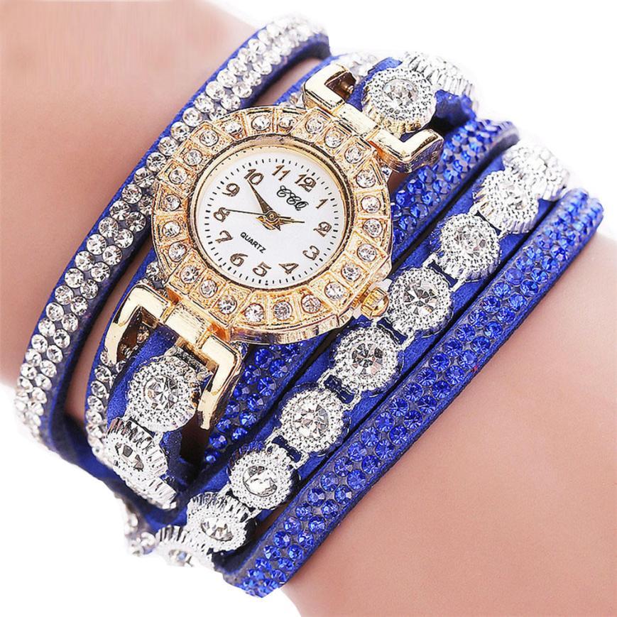 Women's royal blue rhinestone watch