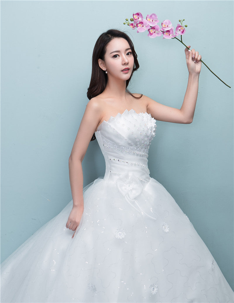 Alternate view: Women's long train wedding dress