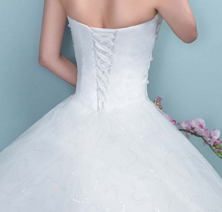 Alternate view: Women's long train wedding dress