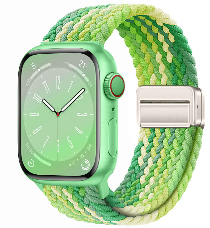 Unisex lime green starlight button woven loop watch band