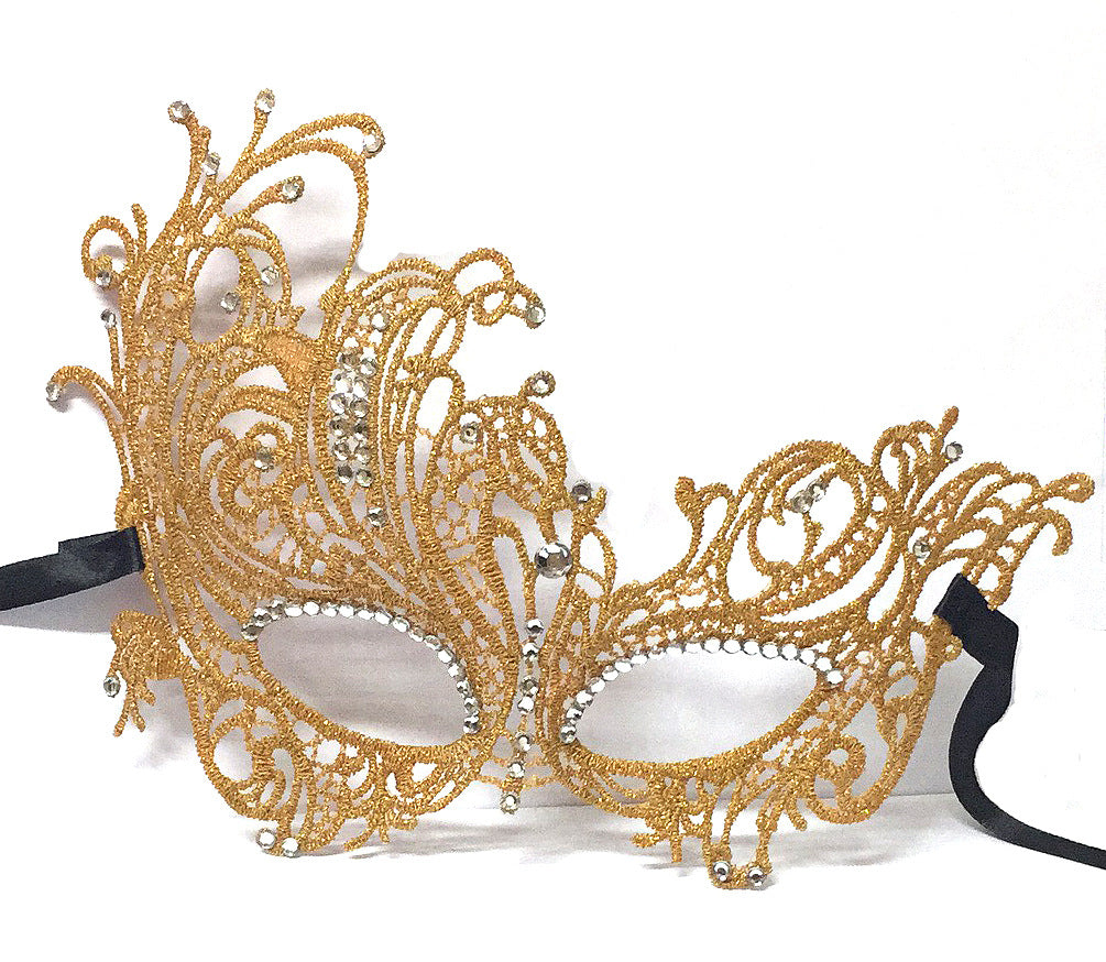 Women's golden plus diamond mask masquerade
