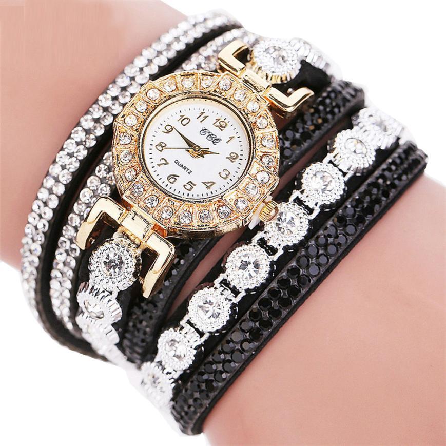 Women's black rhinestone watch
