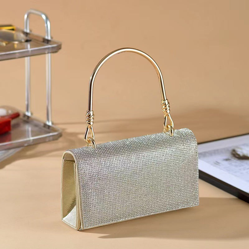 Women's gold full diamond handbag