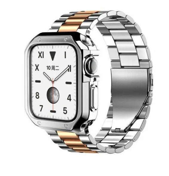 Stainless steel link watch band with bumper case - view 4