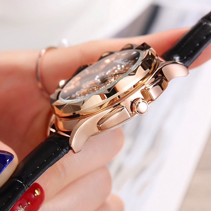 Rotating dial faux leather watch - view 7