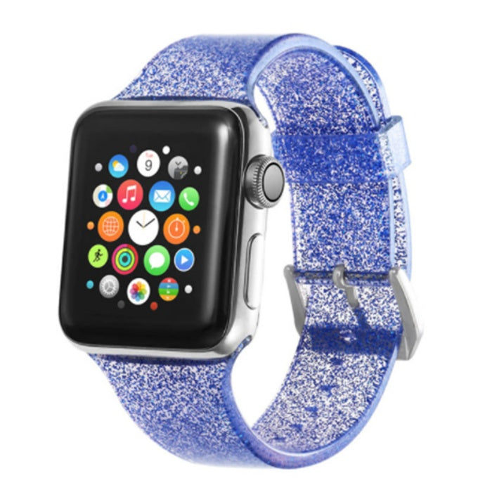 Women's blue silicone smart watch strap