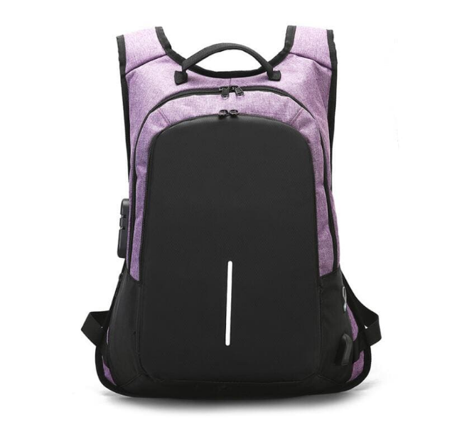 Unisex violet anti-theft backpack