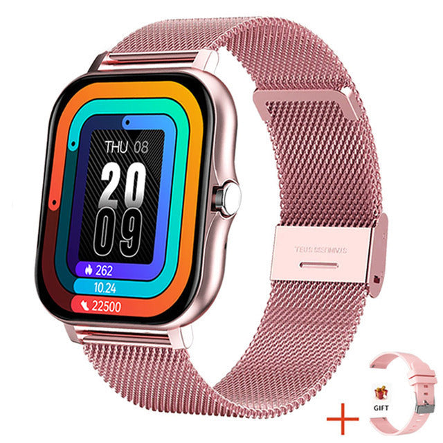 Women's powder mesh plus silicone smart watch