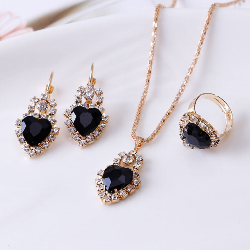 Women's necklace earrings & ring