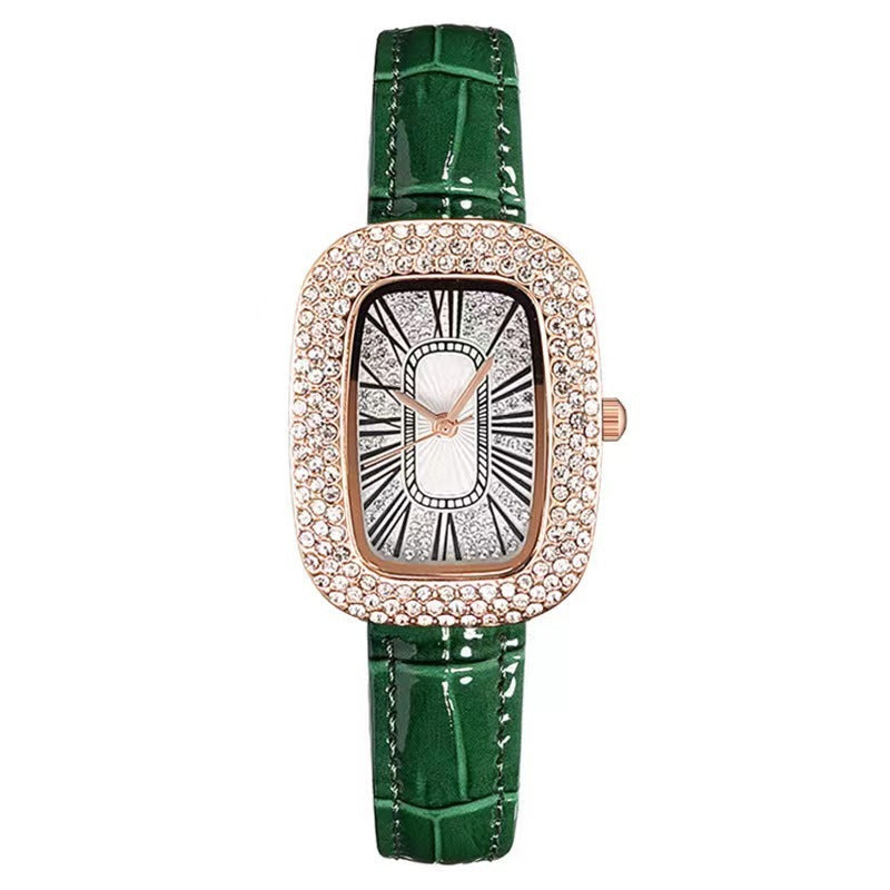 Women's green casual quartz watch