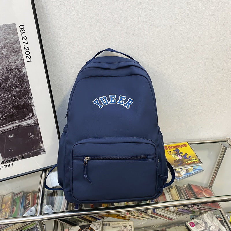 Girls blue simple nylon backpack