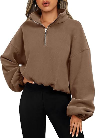 Women's caramel stand collar hoodie