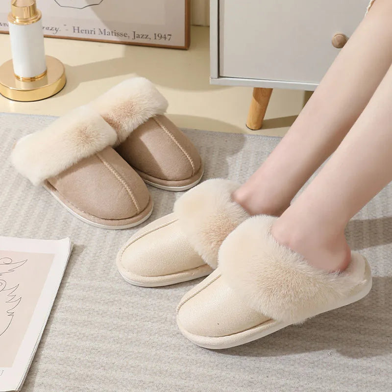 Alternate view: Women's fuzzy fur slippers