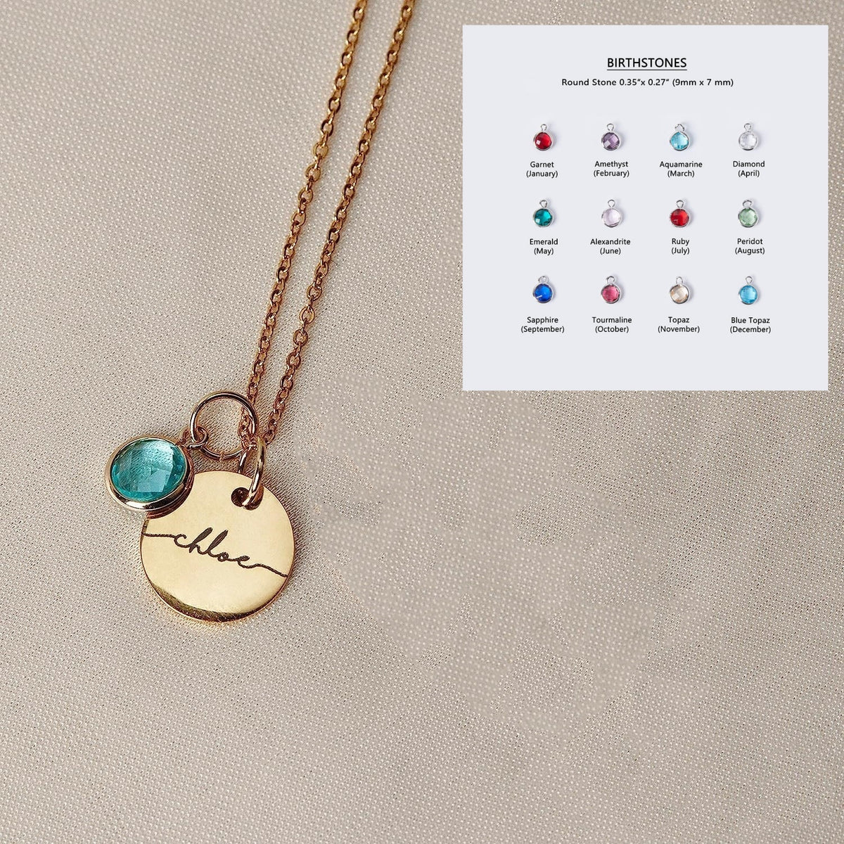 Women's gold birthstone necklace