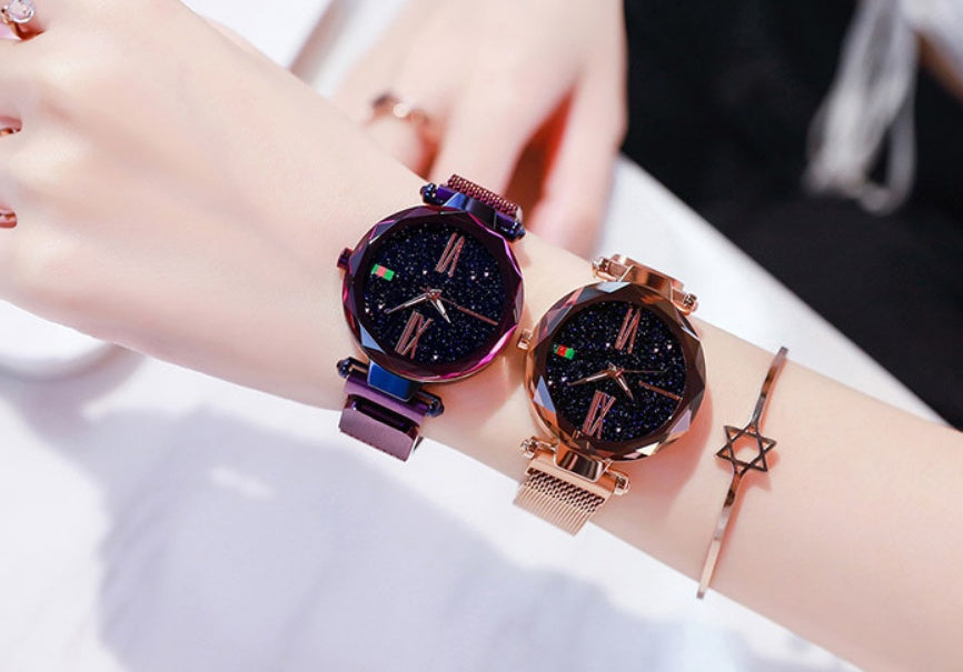 Starry sky glitter mesh watch for women - view 7