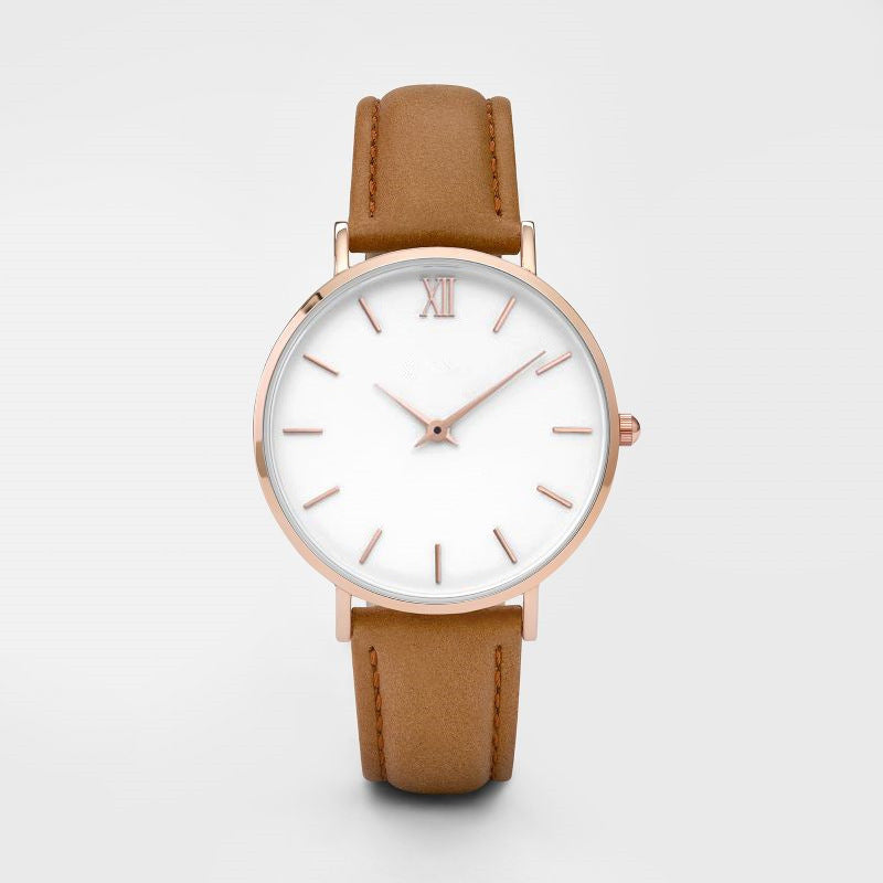 Women's scale brown analog quartz watch