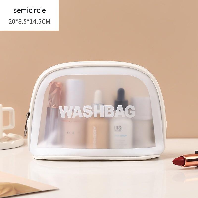 Unisex semicircle white portable wash bag
