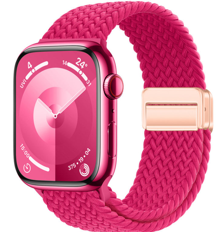 Unisex raspberry color rose buckle integrated watch band