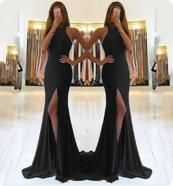 Women's black long evening dress