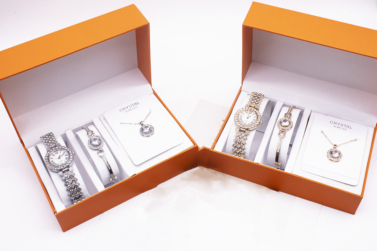 Rhinestone watch and bracelet set with necklace - view 3