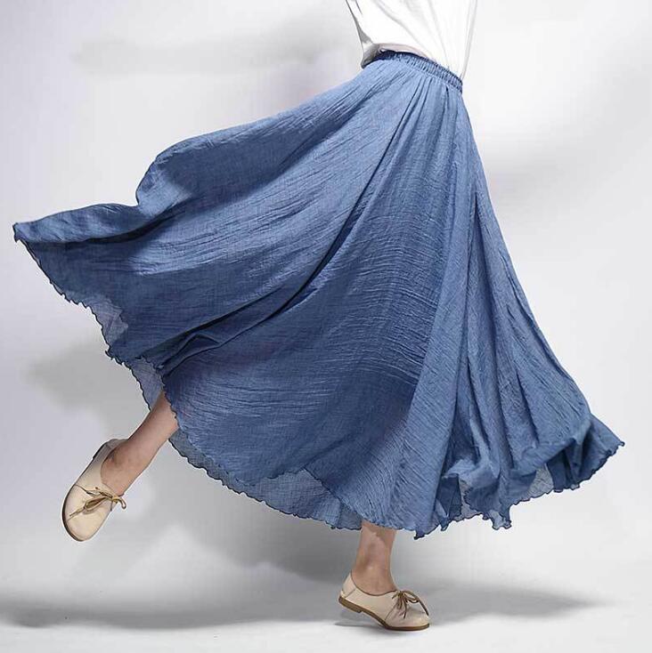Women's blue saia summer skirts