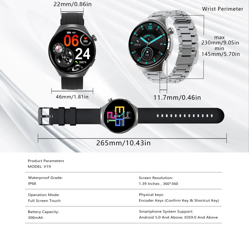 Round smart watch with Bluetooth calls and heart rate - view 6
