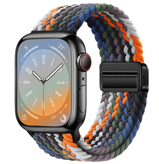 Unisex cowboy colorful black button woven loop watch band