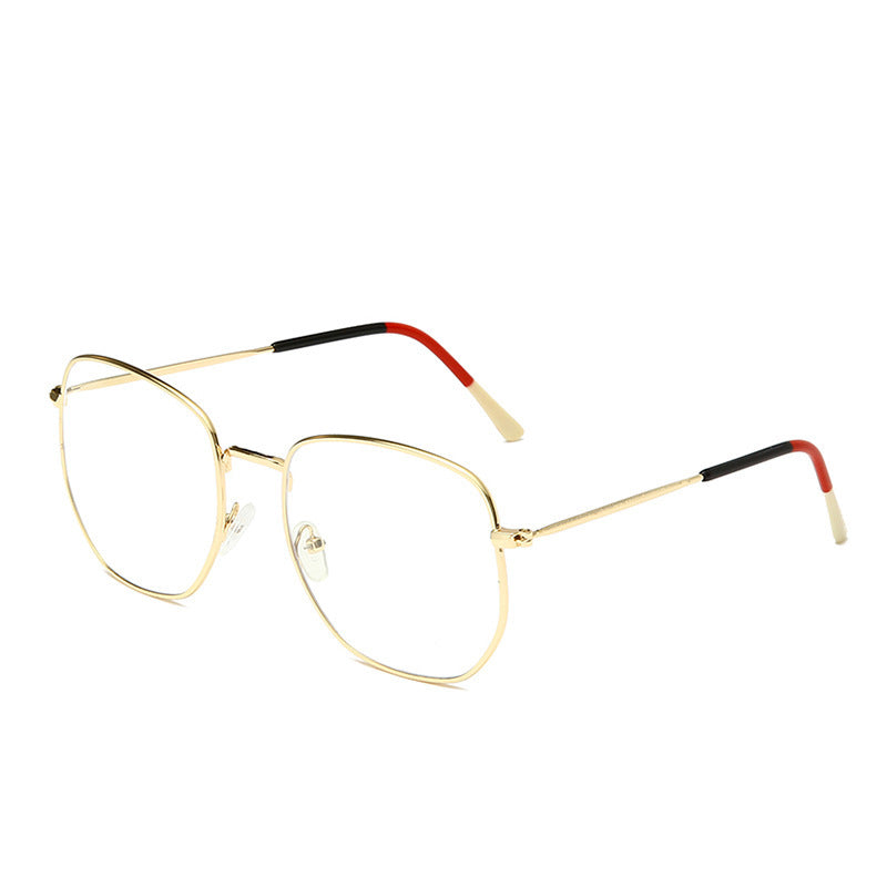 Unisex gold frame white film polygonal sunglasses