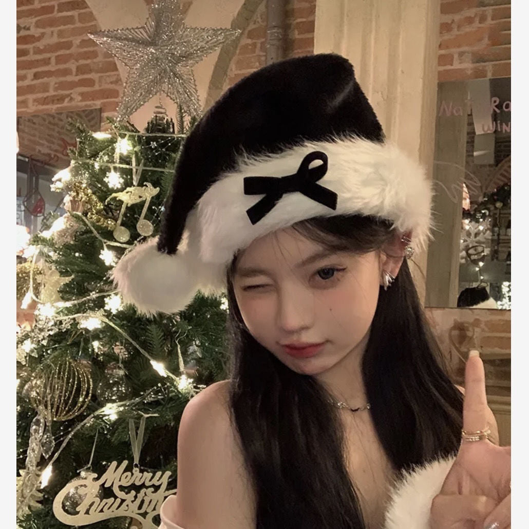 Alternate view: Women's red bow christmas hat