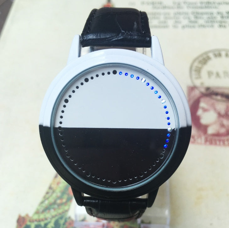Unisex white+black LED touch couple watch