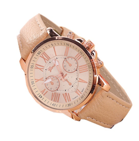 Retro colorful faux leather strap watch - view 2