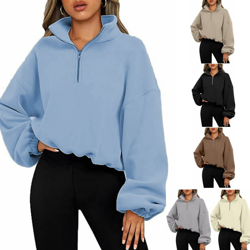 Women's stand collar hoodie