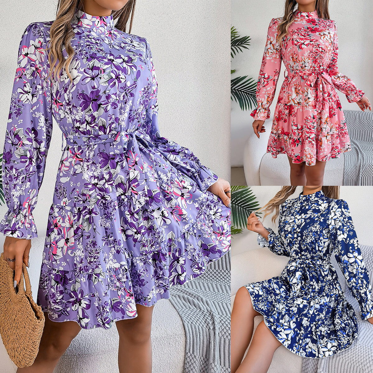 Women's floral ruffle dress