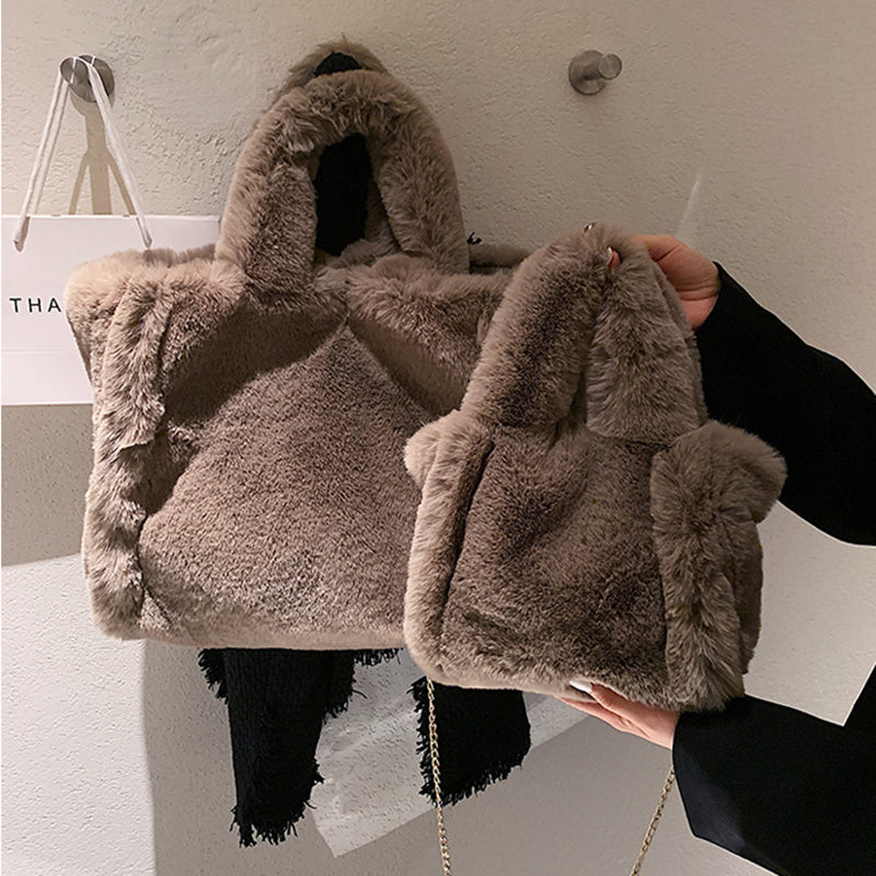 Alternate view: Women's plush chain handbag