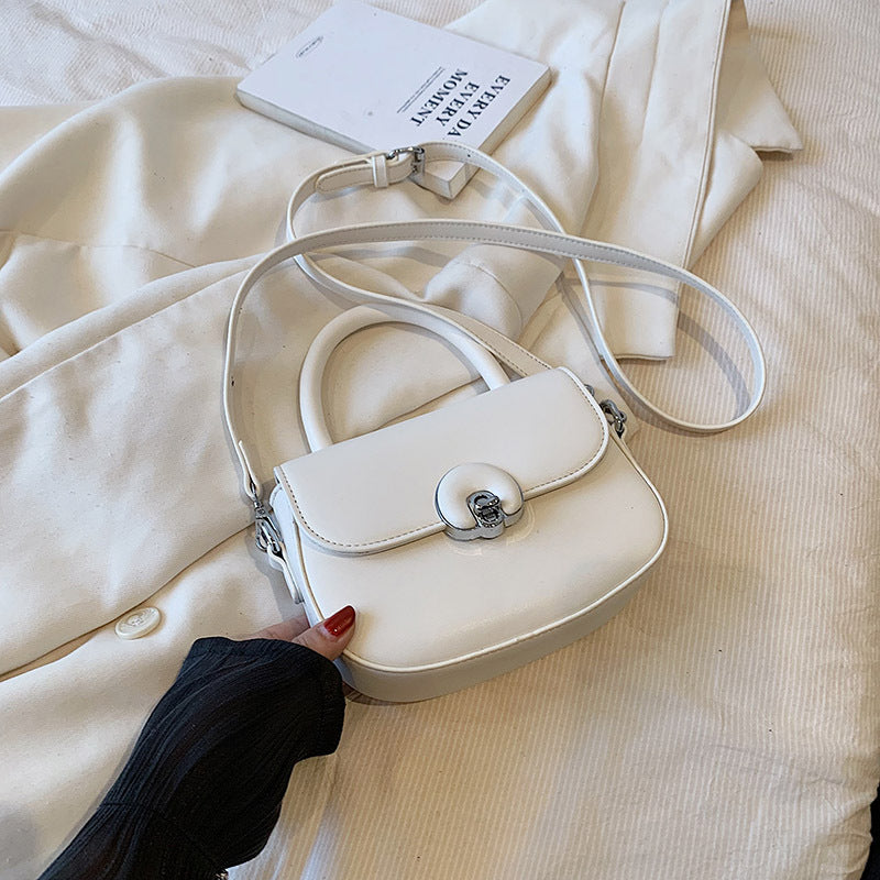 Women's white shoulder messenger bag