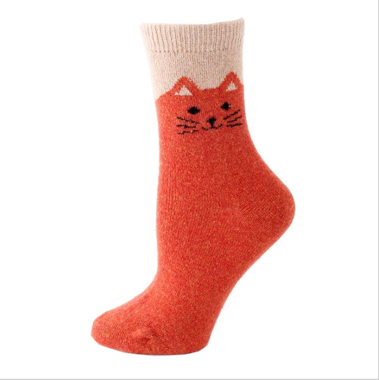 Women's orange cartoon cotton socks