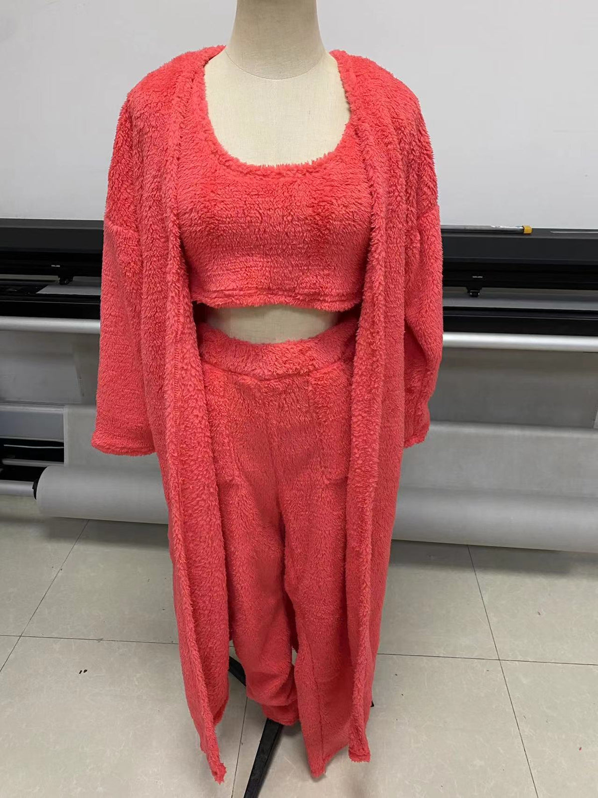 Women's pink 3 piece pajama lounge set