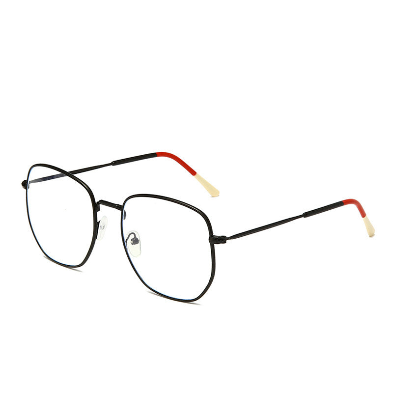 Unisex black frame white film polygonal sunglasses
