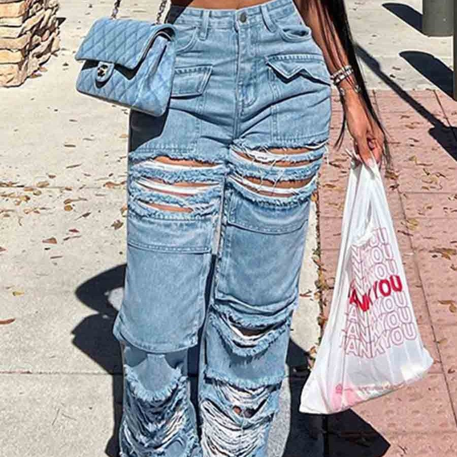 Women's raw hem jeans